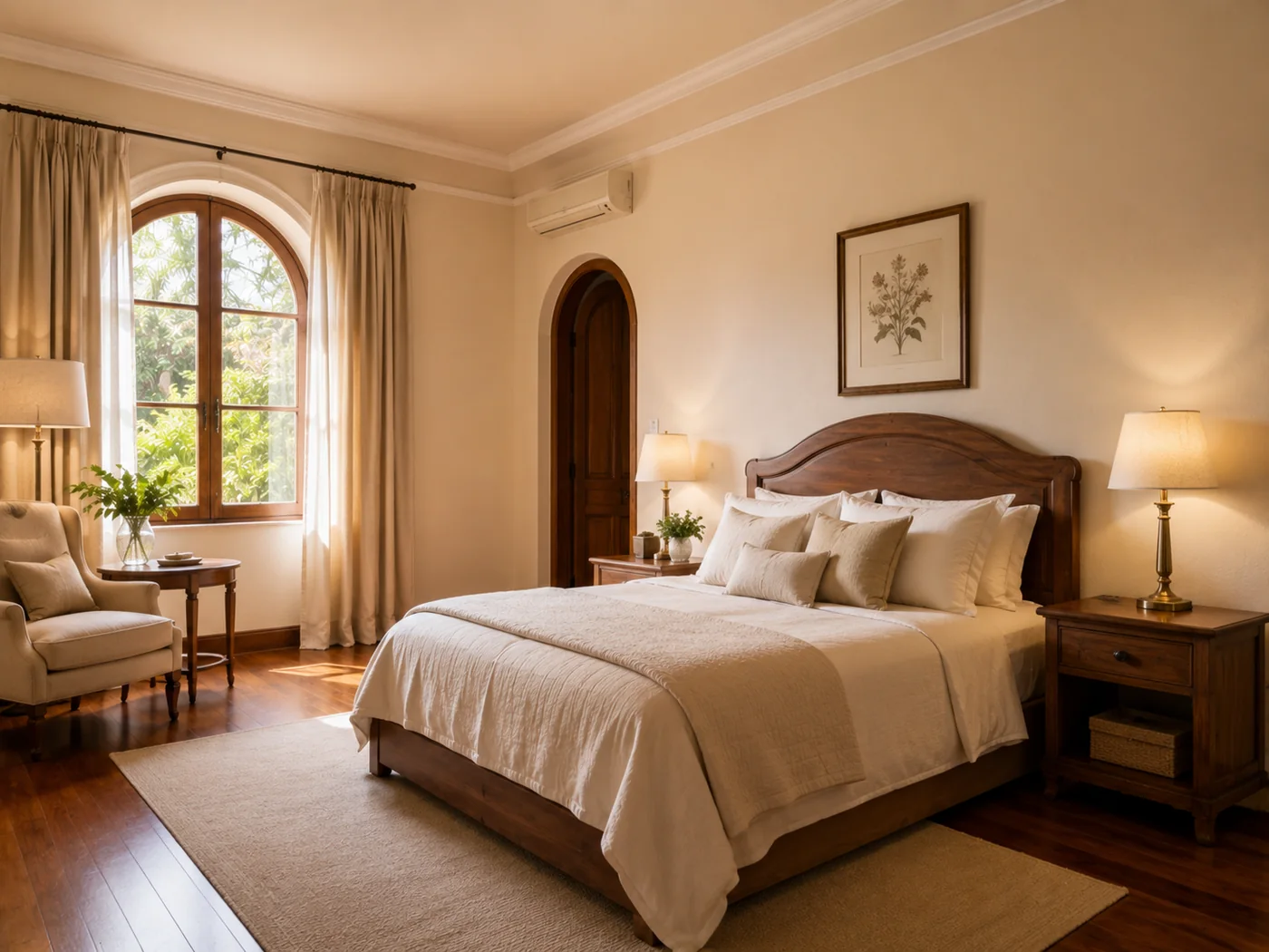 Quarto confortável com luz natural
